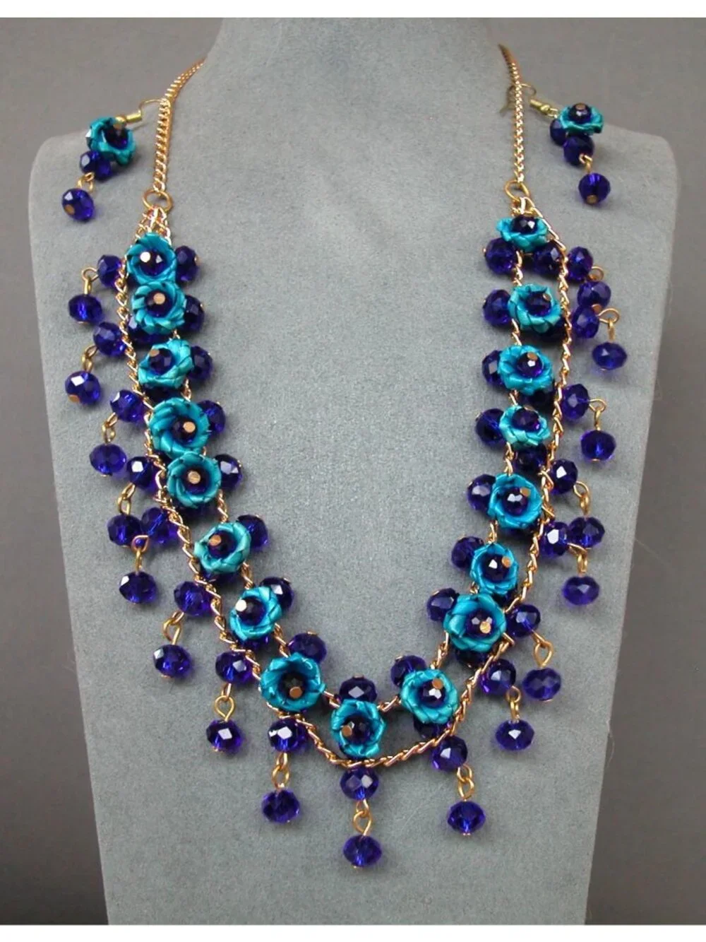 Mexican Artisanal Palm Leaf Necklace, earring Bracelet  Set.